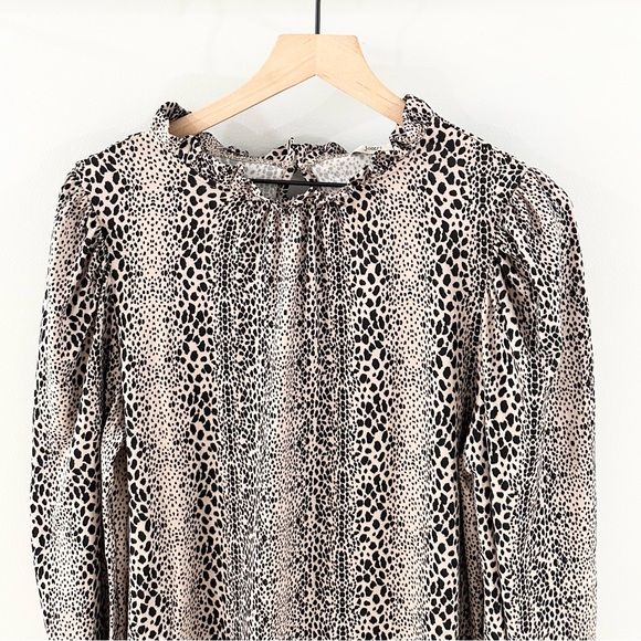 Jodifl Long Sleeve Animal Print Blouse Brown Size Medium - Picture 4 of 7